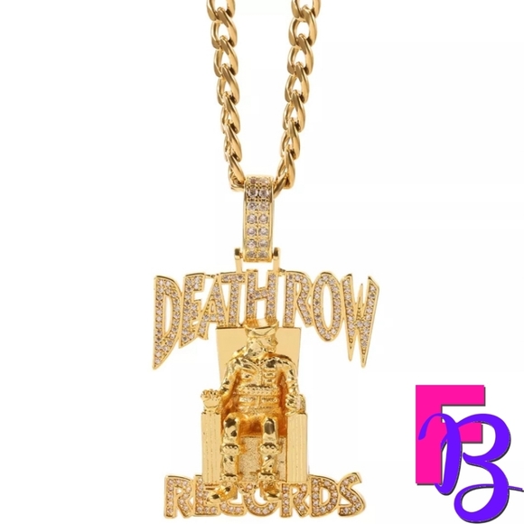 *NEW!* 14K Iced Death Row Records Pendant & Chain - Picture 8 of 16